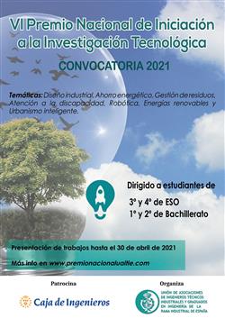 La Unión de Asociaciones de Ingenieros Técnicos Industriales y Graduados en Ingeniería de la rama industrial de España (UAITIE), lanza la convocatoria 2021 de los Premios Nacionales de Iniciación a la Investigación Tecnológica